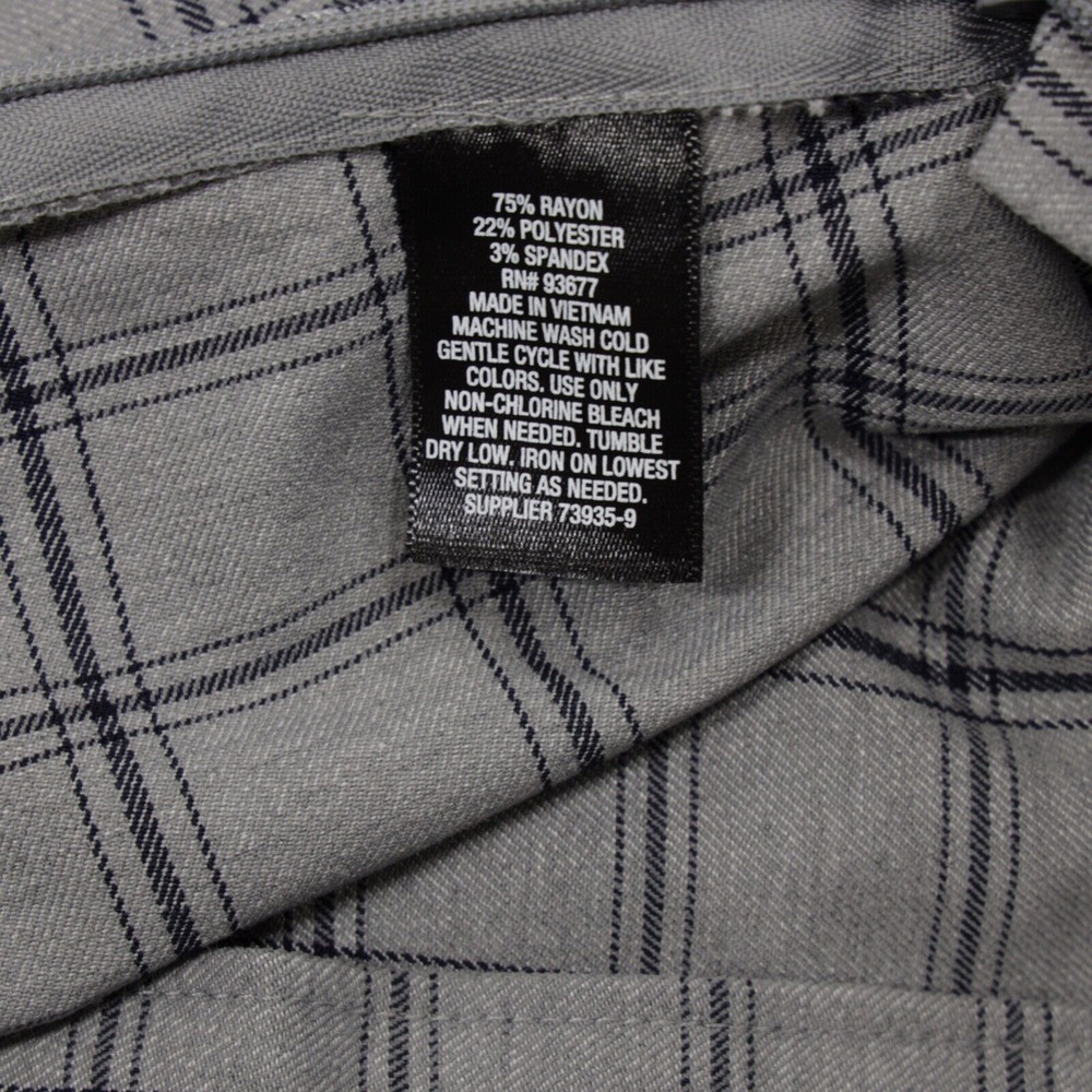 Worthington Women's Slim Leg Invisible Zip‎ Stretch Plaid Pants Gray Size 12 - Picture 9 of 9